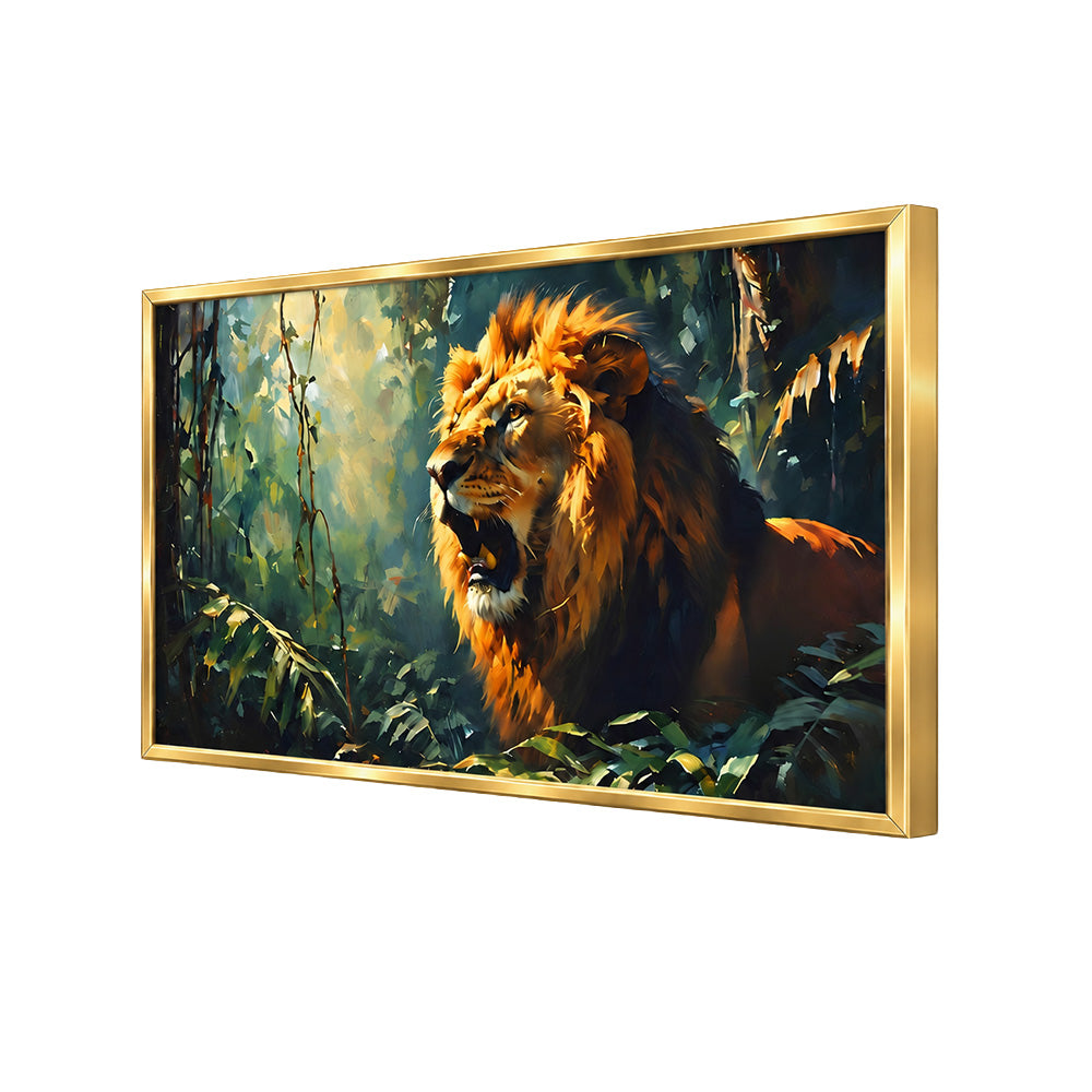 Lion in Green Forest Canvas Wall Painting
