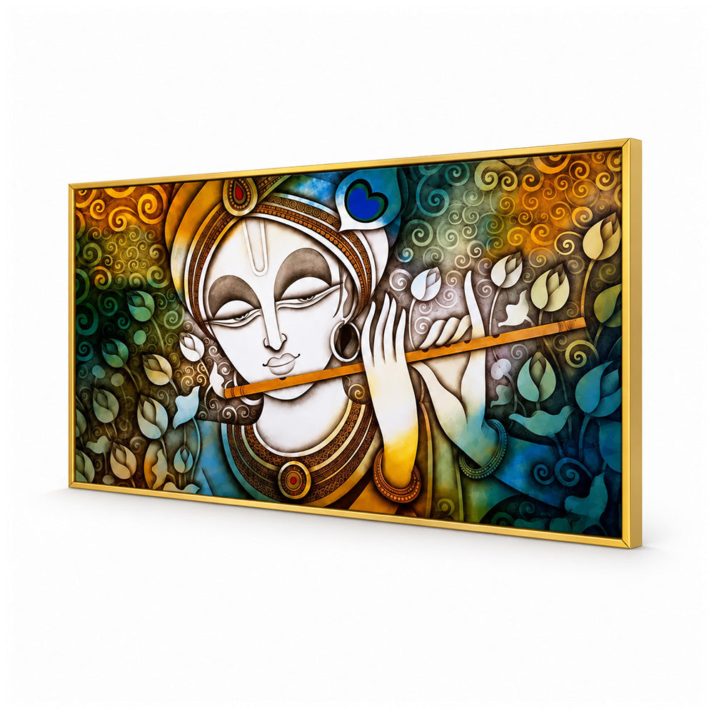 Beautiful Lord Krishna Divine Canvas Wall Painting