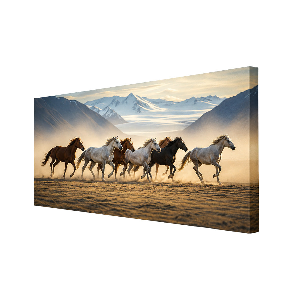 Horse Herd Sunset Canvas Wall Painting