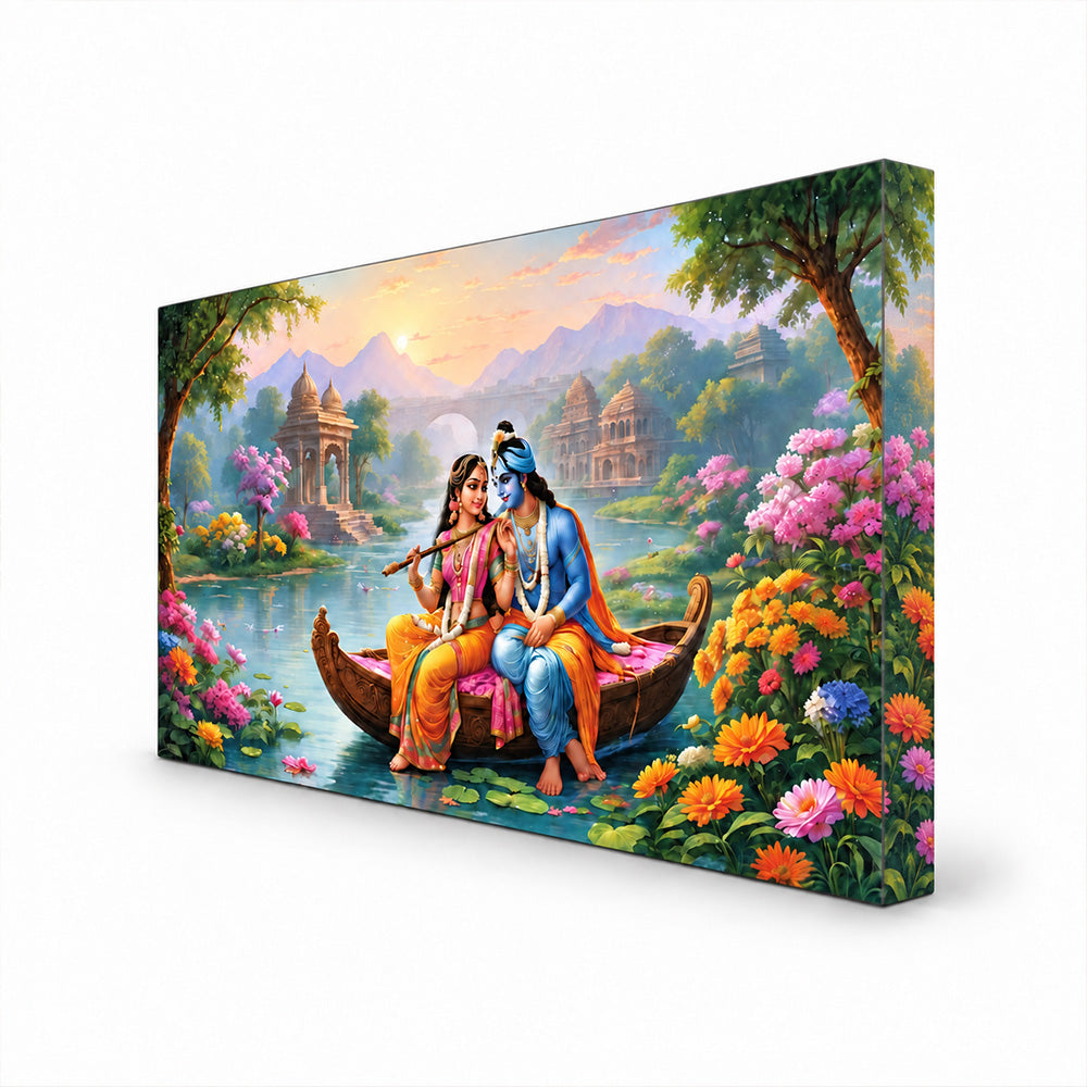 3D Style Radha Krishna Divine Canvas Wall Art