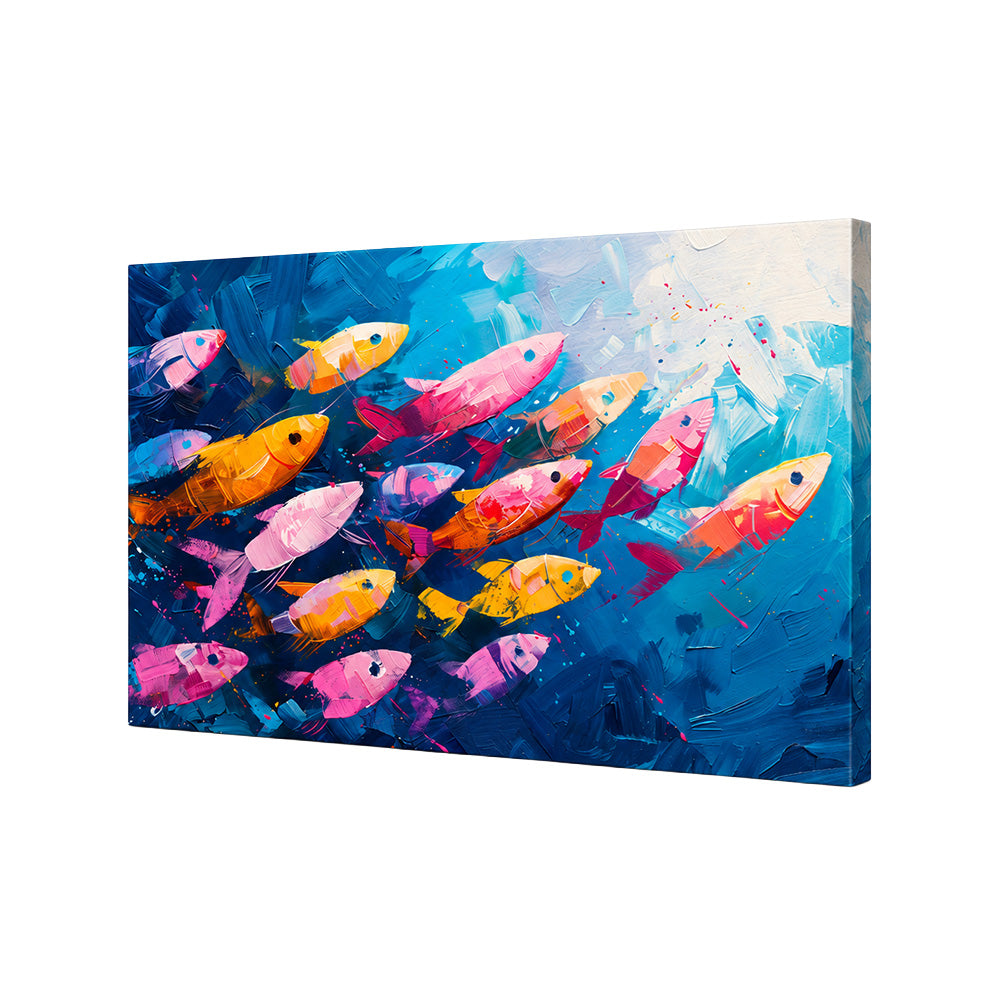 Colorful Fish School Canvas Wall Painting