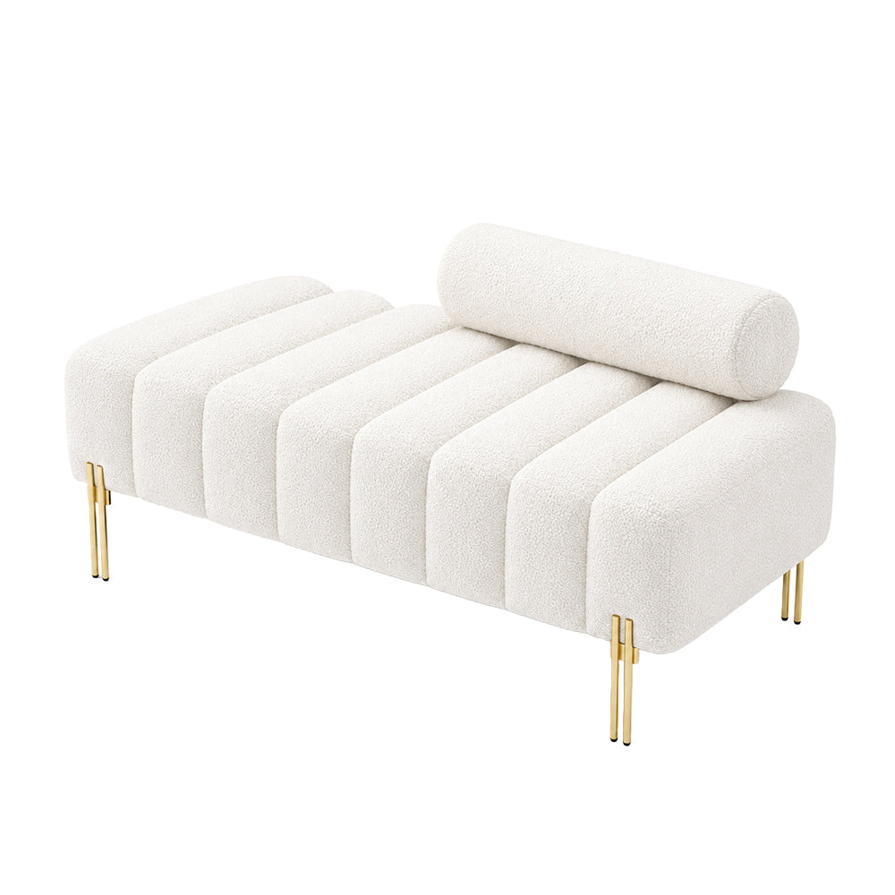 Doe Buck crest bench With Golden Legs|White