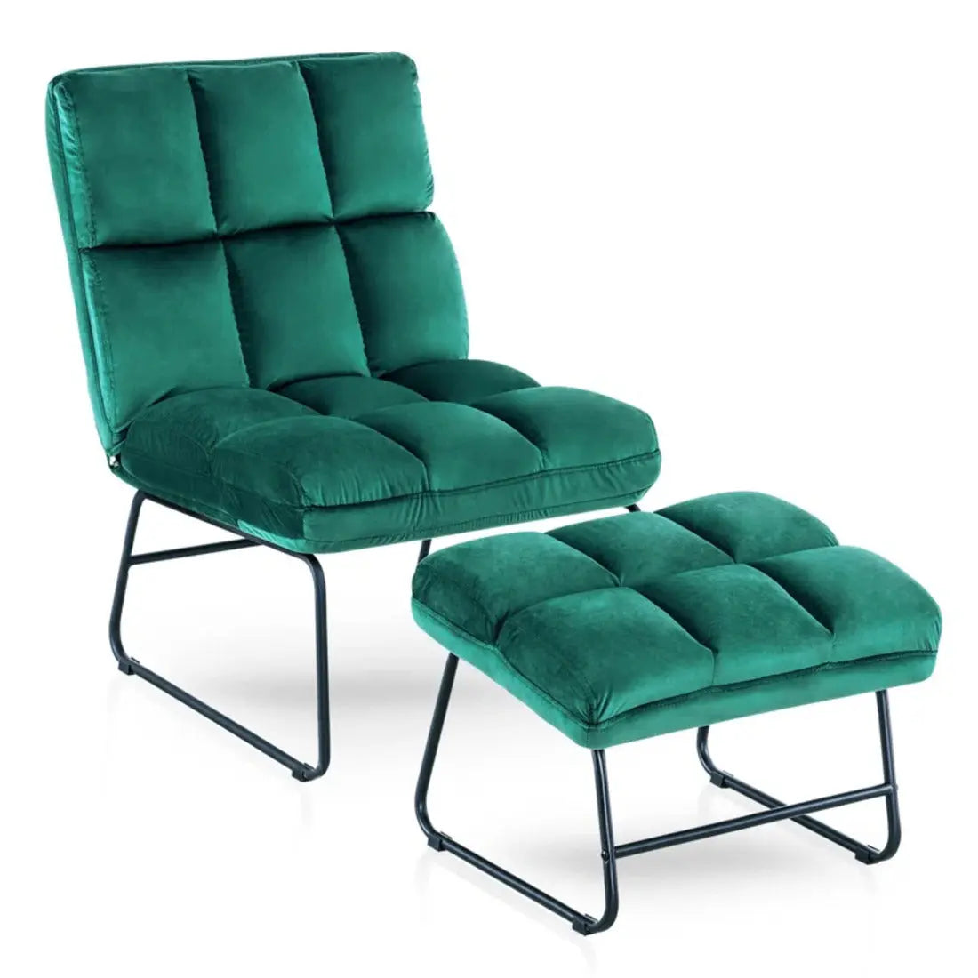 Hiltonia Chair with Ottoman – Green