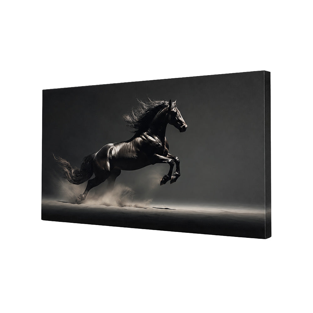 Black Running Horse Canvas Wall Painting