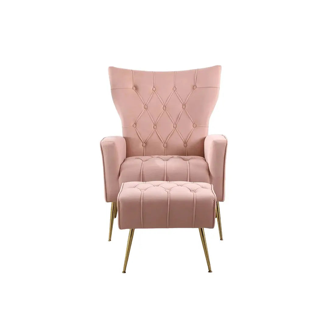 Danney Accent Chair with Ottoman - Pink