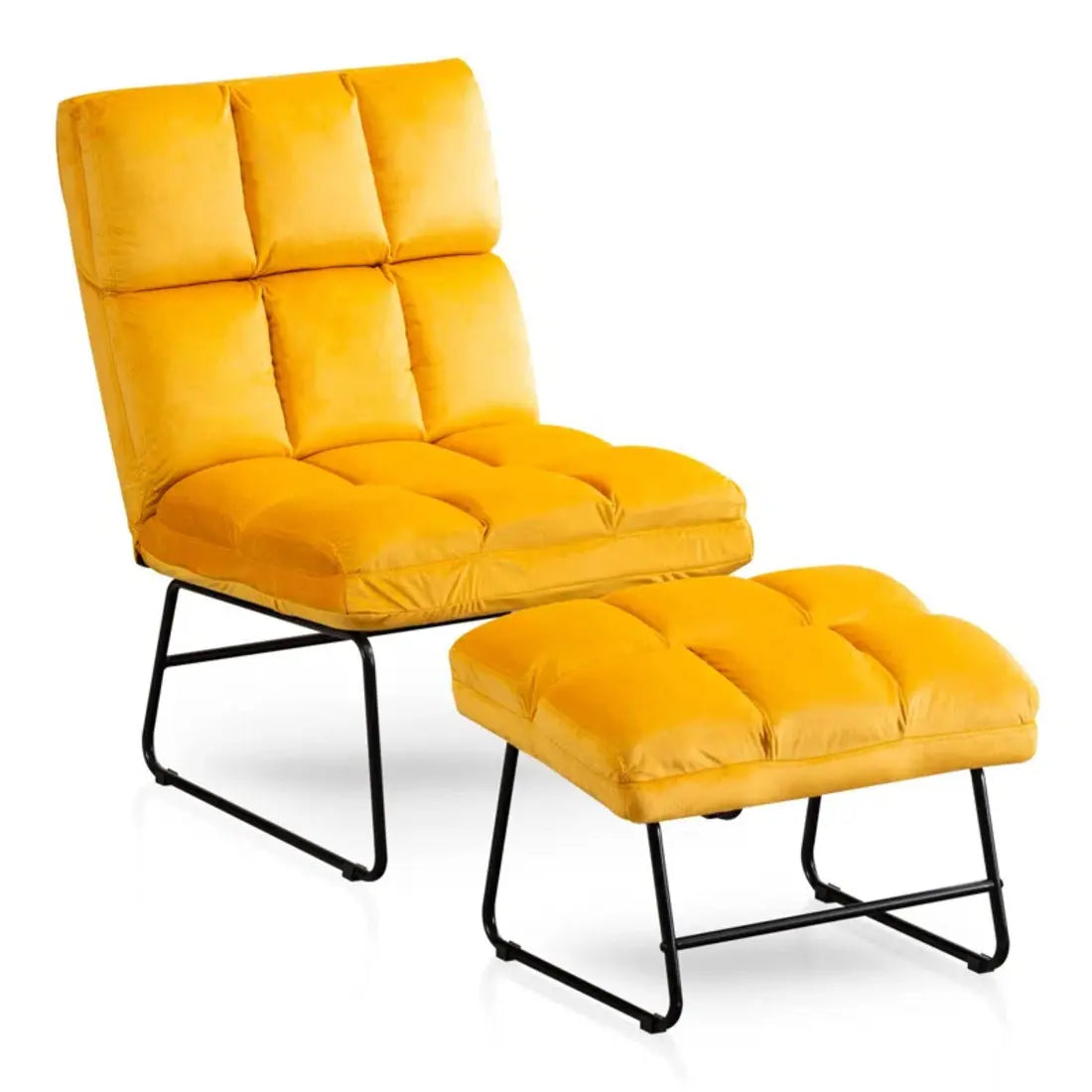 Hiltonia Chair with Ottoman – Yellow