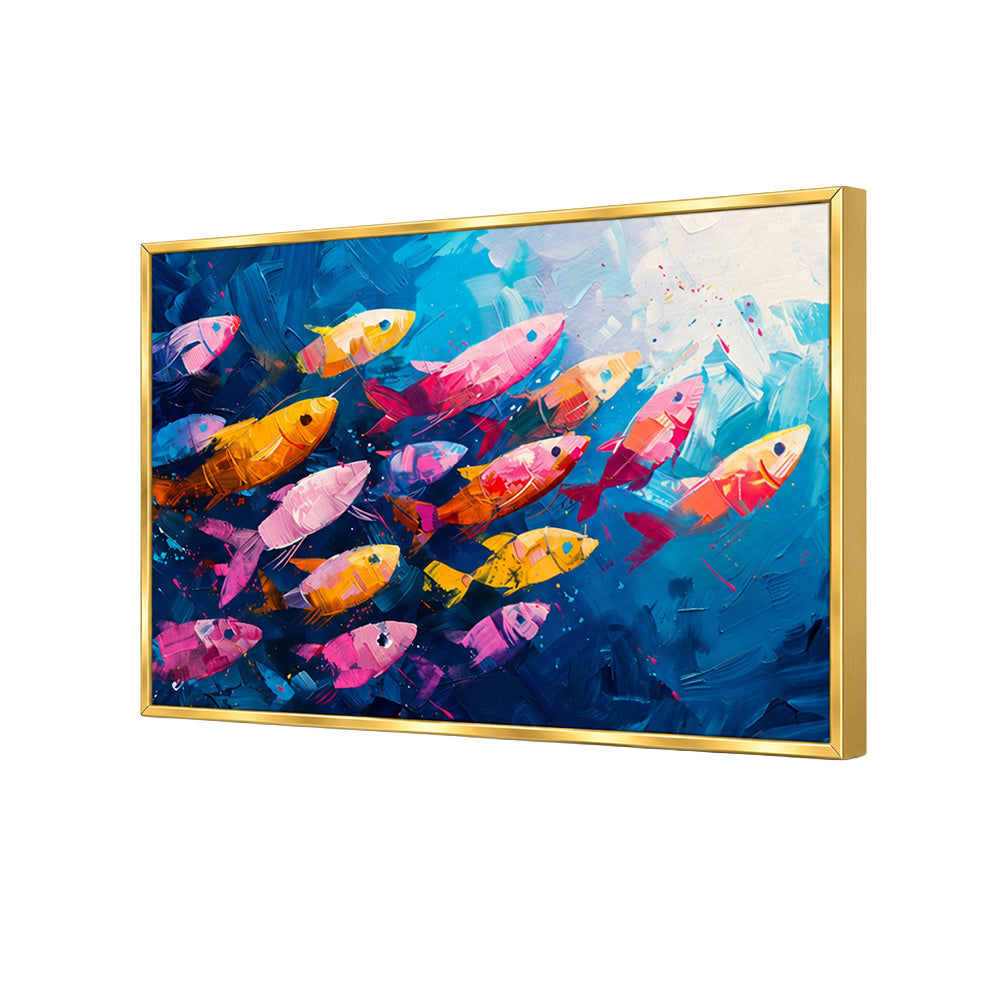 Colorful Fish School Canvas Wall Painting
