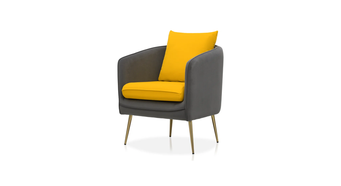 Lamb Accent Chair Grey Yellow | Two Tone Accent Chair Grey Yellow