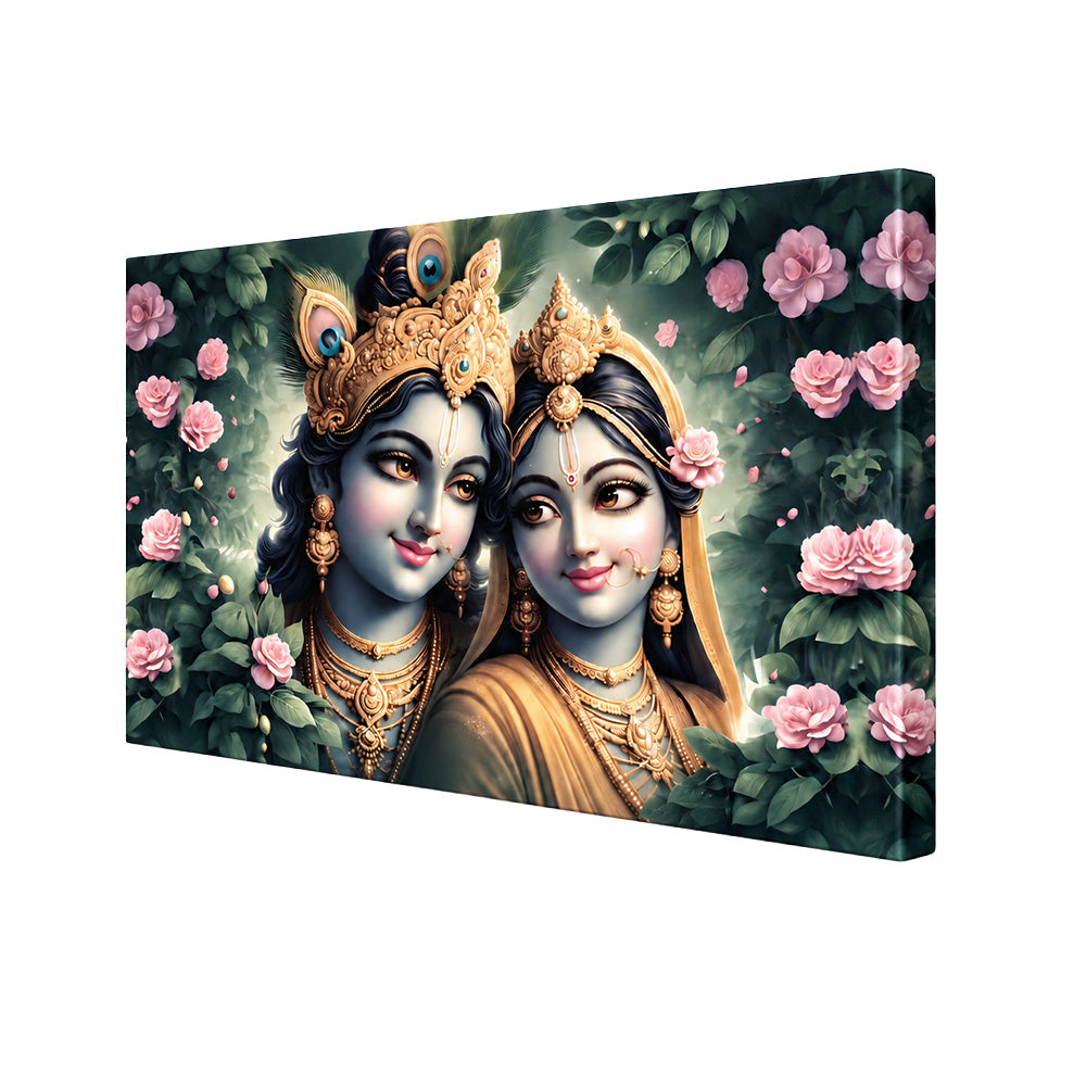Shree Radha Krishna Divine Love Canvas Wall Painting