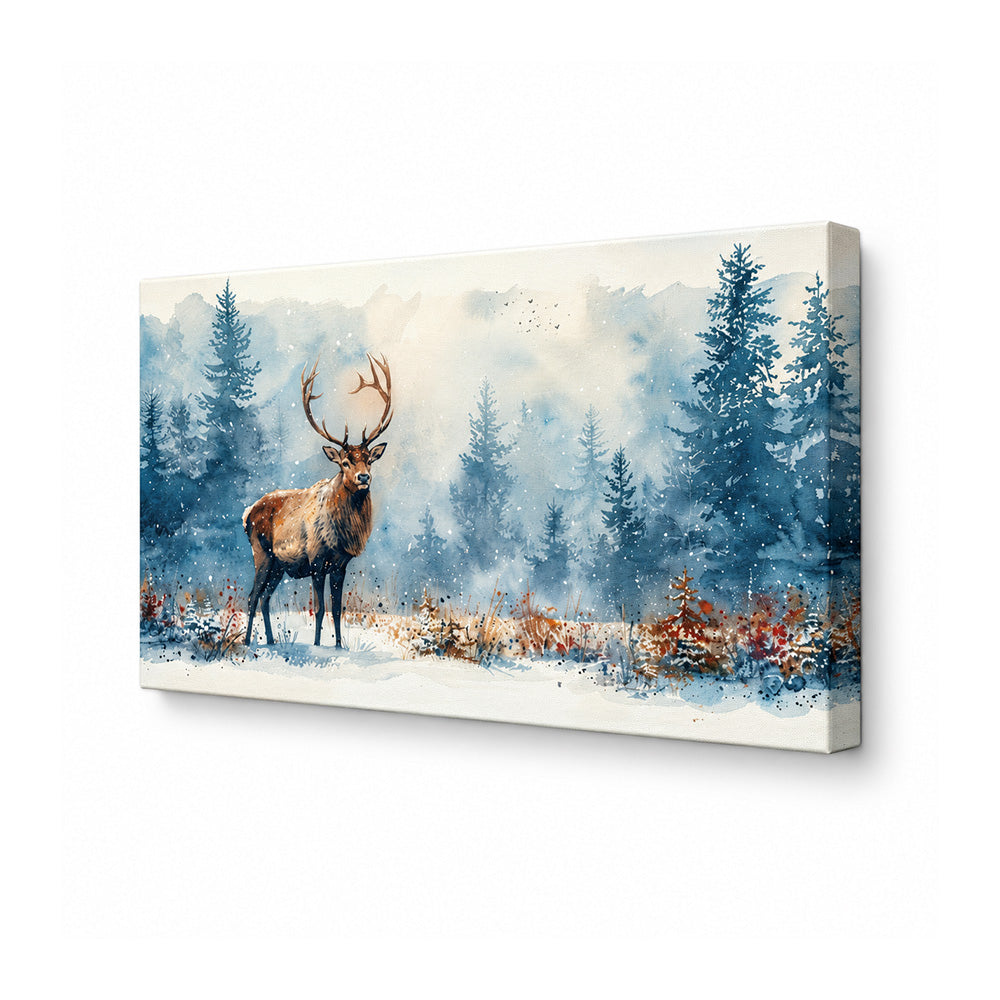 Winter Deer Landscape Canvas Wall Painting