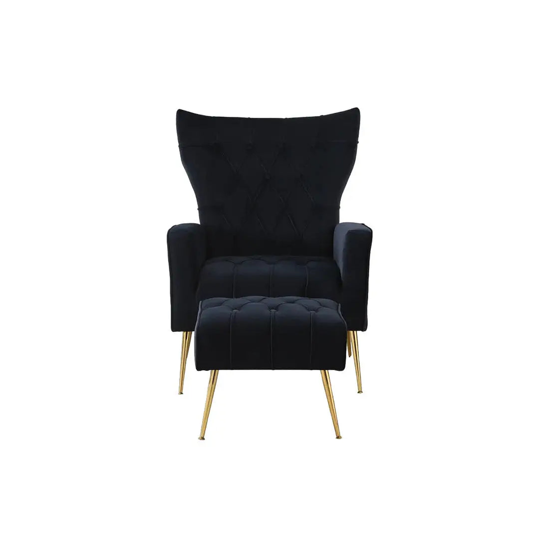 Danney Accent Chair with Ottoman - Black