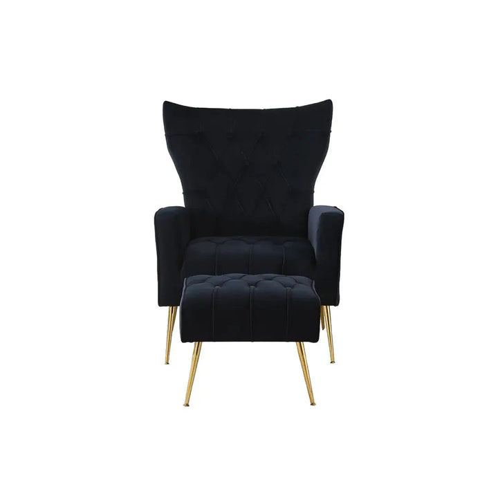 Danney Accent Chair with Ottoman - Black