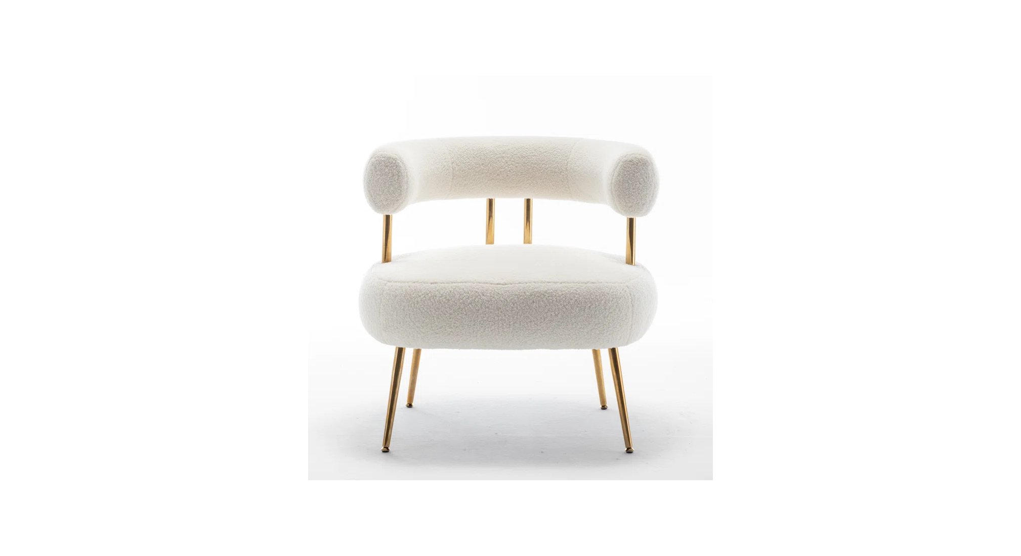 Bonnita Accent Chair Beige | Curved Fabric Accent Chair Sand Beige