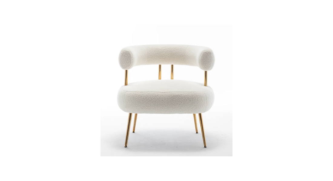 Bonnita Accent Chair Beige | Curved Fabric Accent Chair Sand Beige