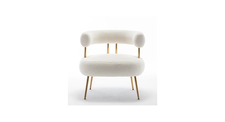 Bonnita Accent Chair Beige | Curved Fabric Accent Chair Sand Beige