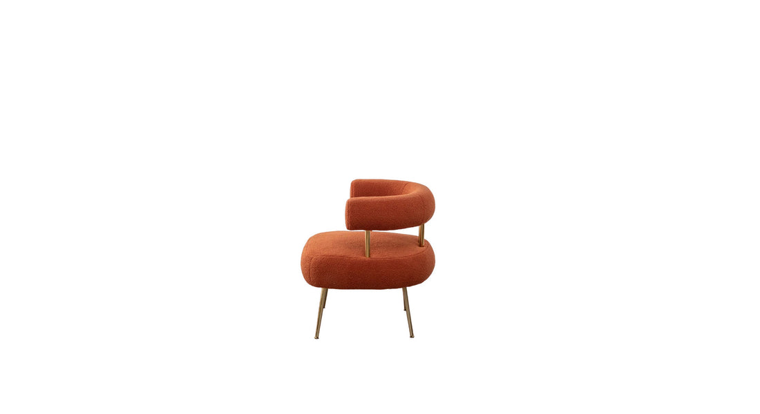 Bonnita Accent Chair Orange | Curved Fabric Accent Chair Burnt Orange