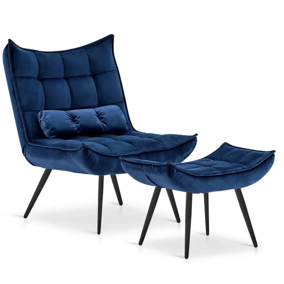 Elroy Accent Chair with Ottoman – Blue