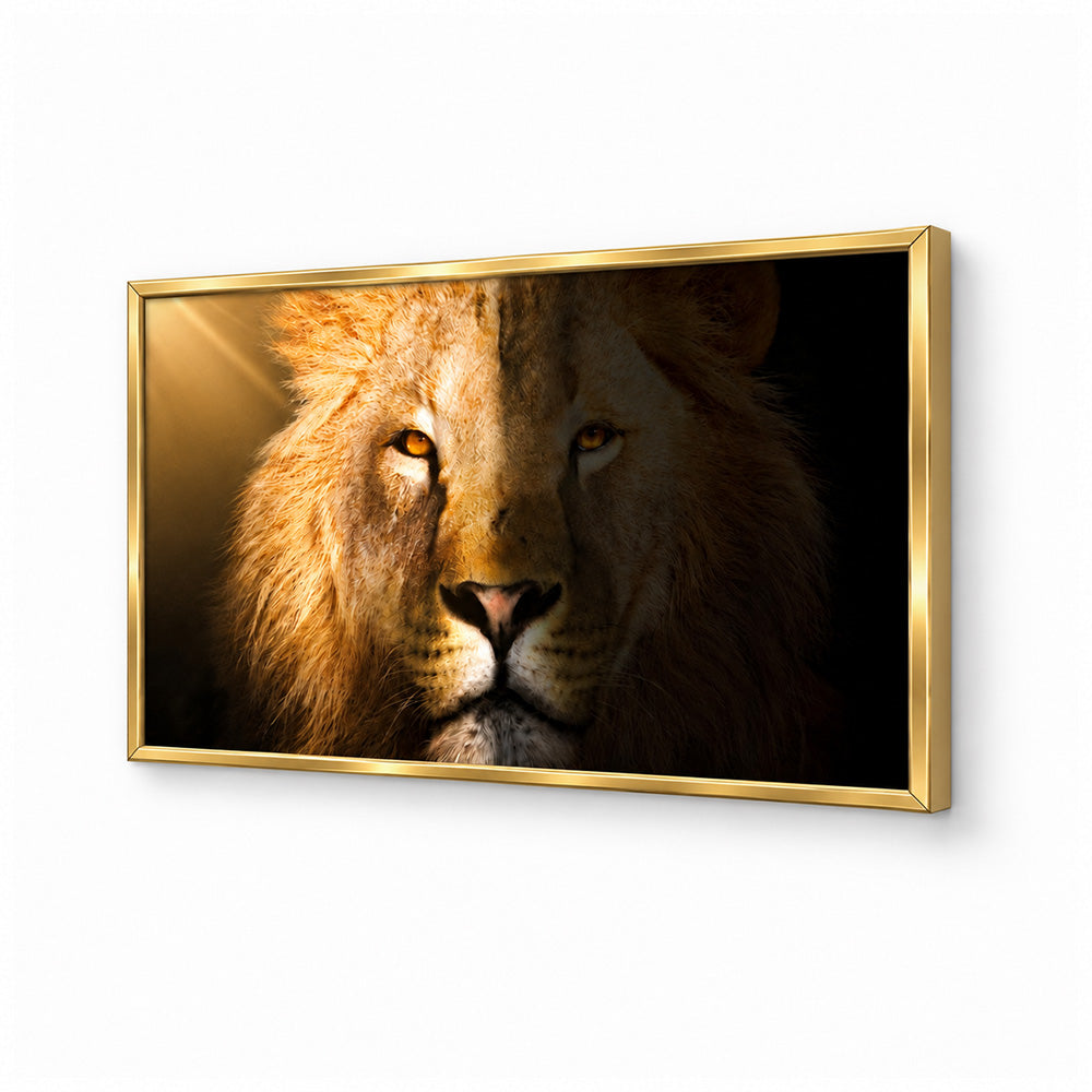 Golden Lion Face Canvas Wall Painting