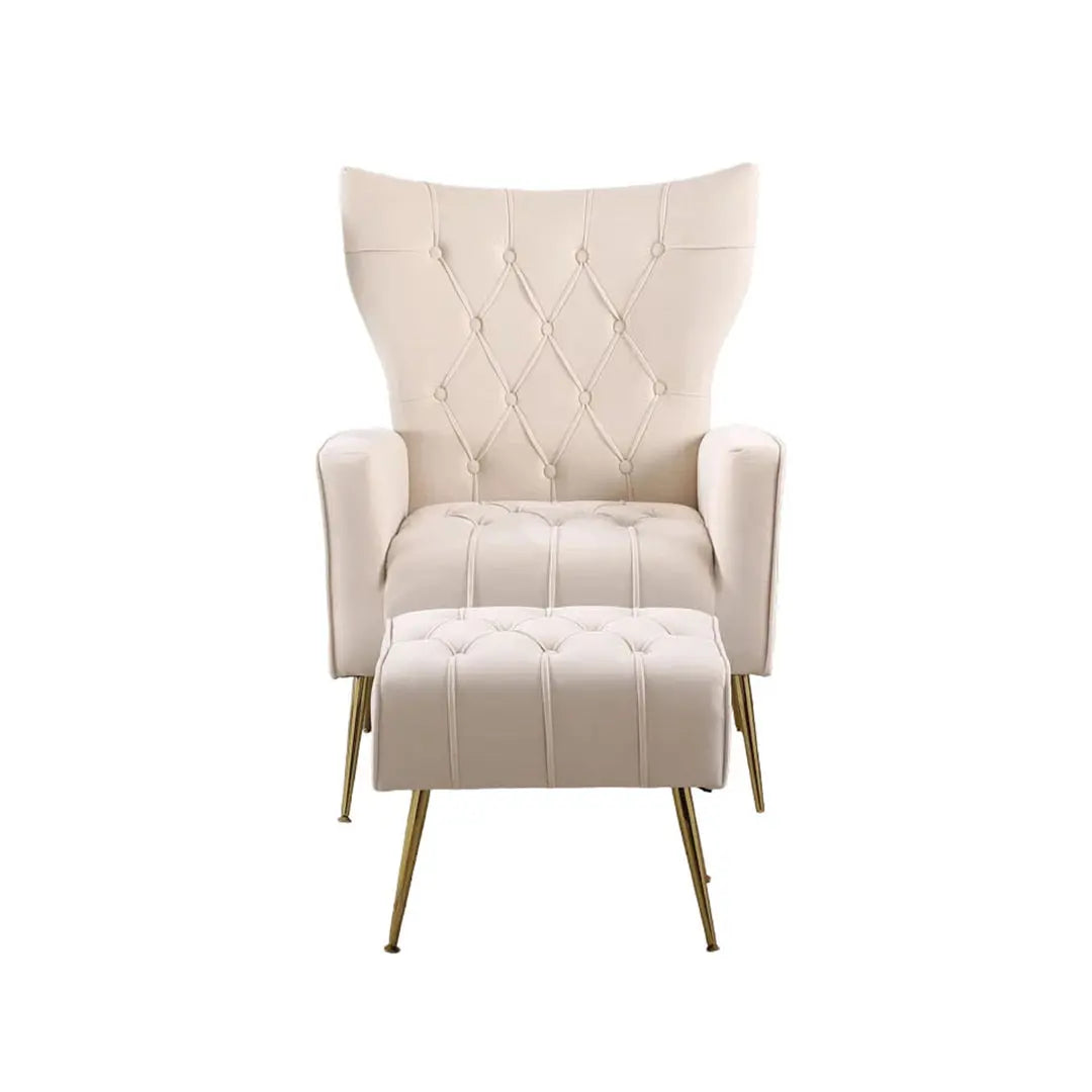 Danney Accent Chair with Ottoman - Beige
