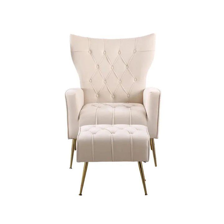 Danney Accent Chair with Ottoman - Beige