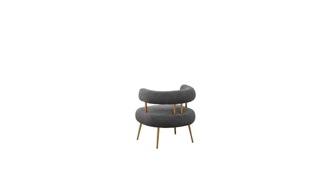 Bonnita Accent Chair Grey | Curved Fabric Accent Chair Stone Grey