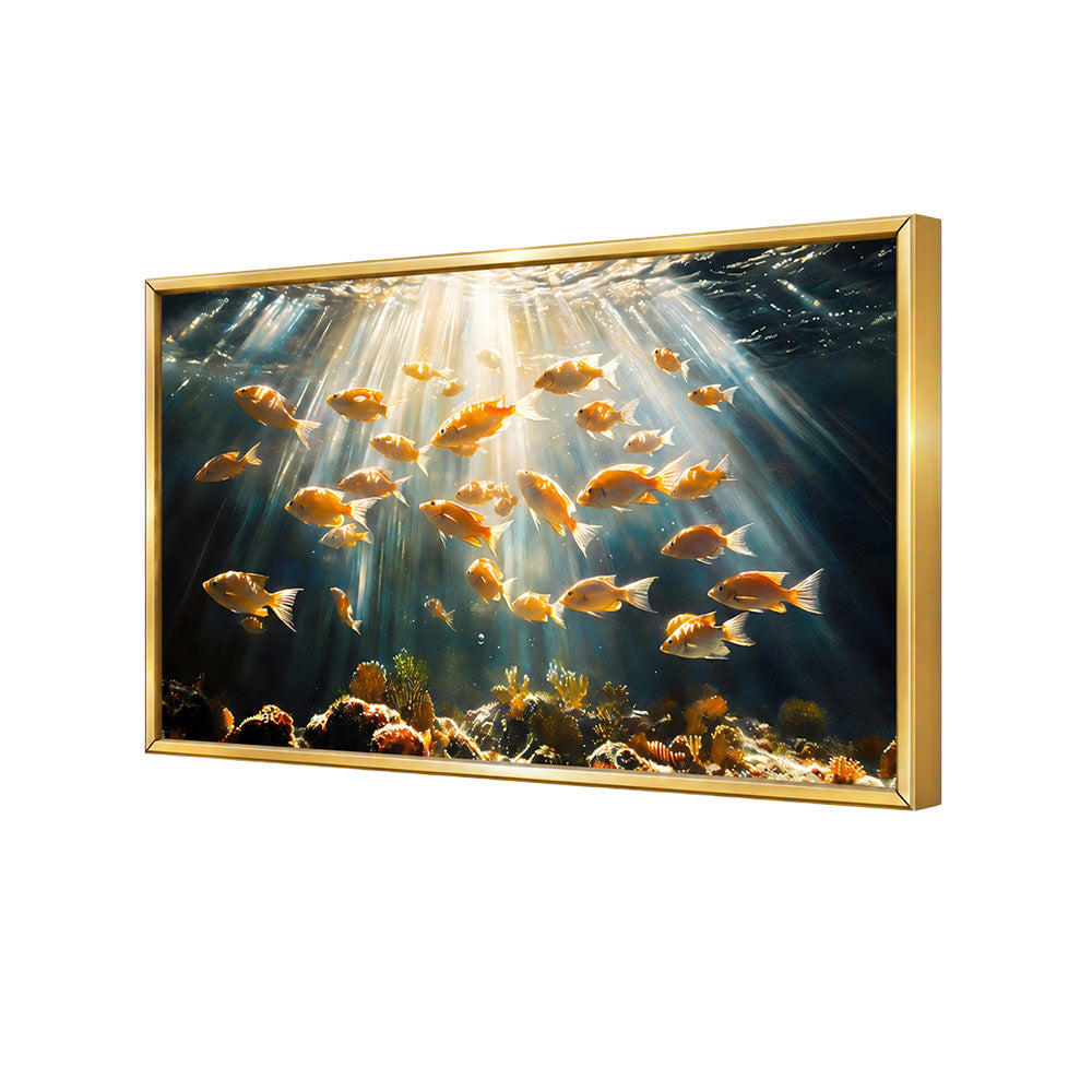 Underwater Fish School Canvas Wall Painting