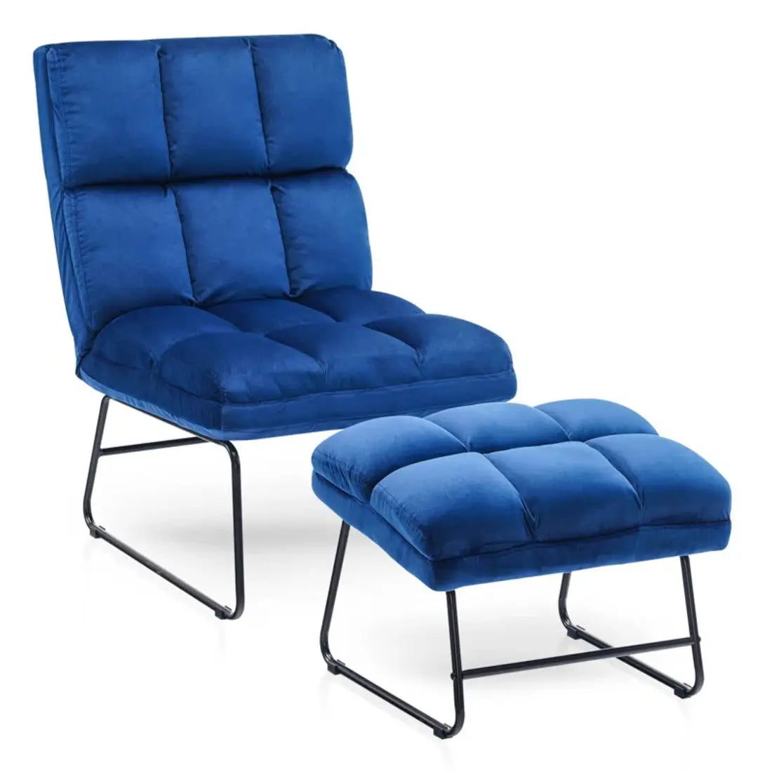 Hiltonia Chair with Ottoman – Blue