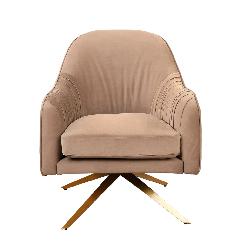 Gladden Revolving Accent Chair Light Brown | Swivel Accent Chair Light Brown