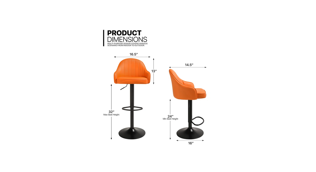 Fressia Swiel Bar Stool - Orange