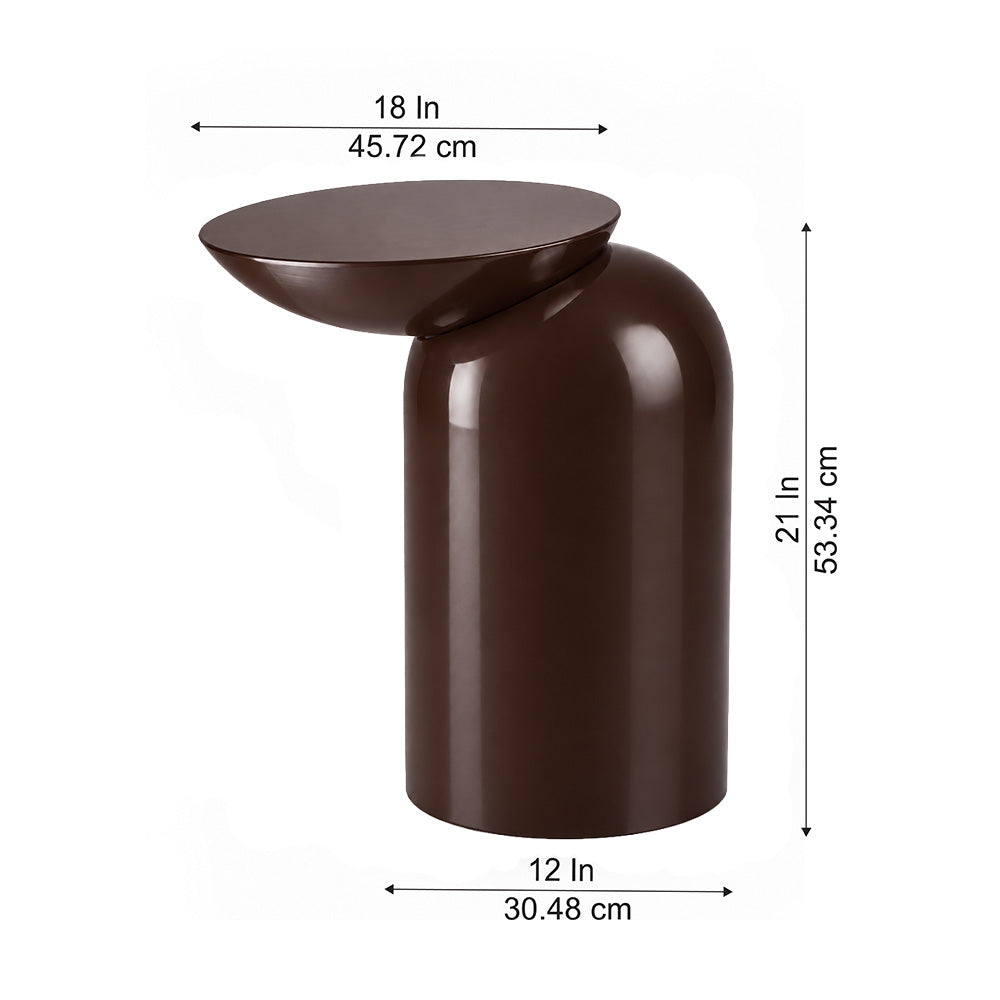 Modern Metal Sculptural Offset Bowl Side Table