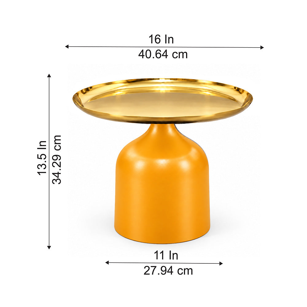 Midnight Gold Metal Round Pedestal Side Table
