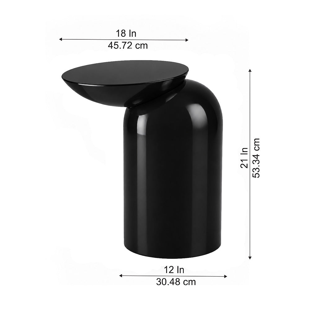 Modern Metal Sculptural Offset Bowl Side Table
