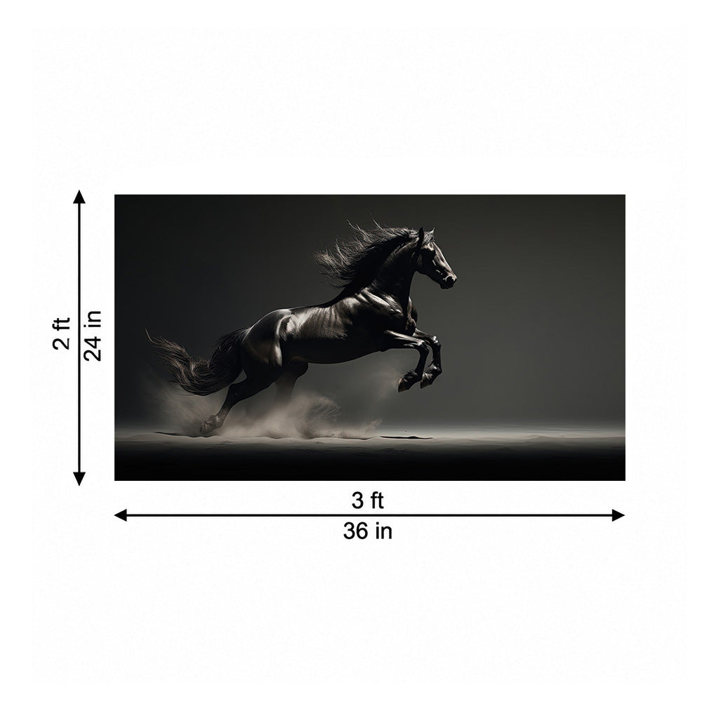 Black Running Horse Canvas Wall Painting