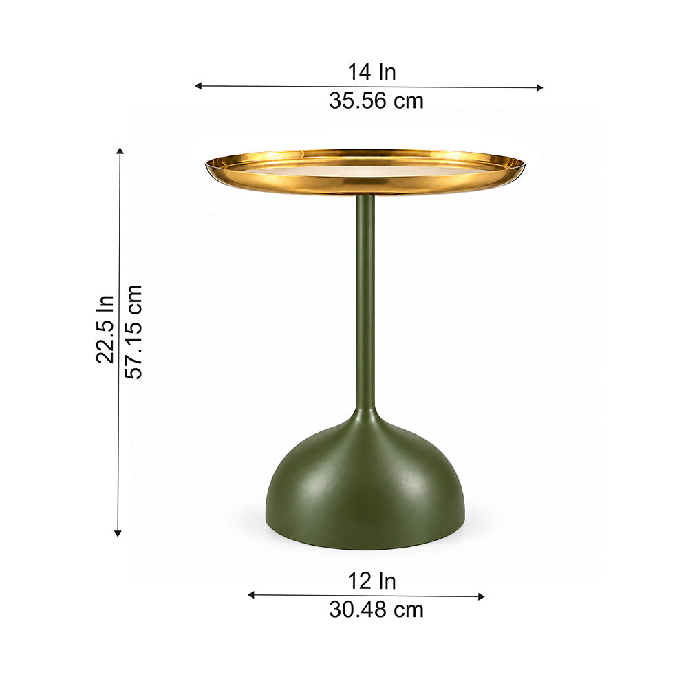 Metal Round Side Table with Flared Pedestal Base