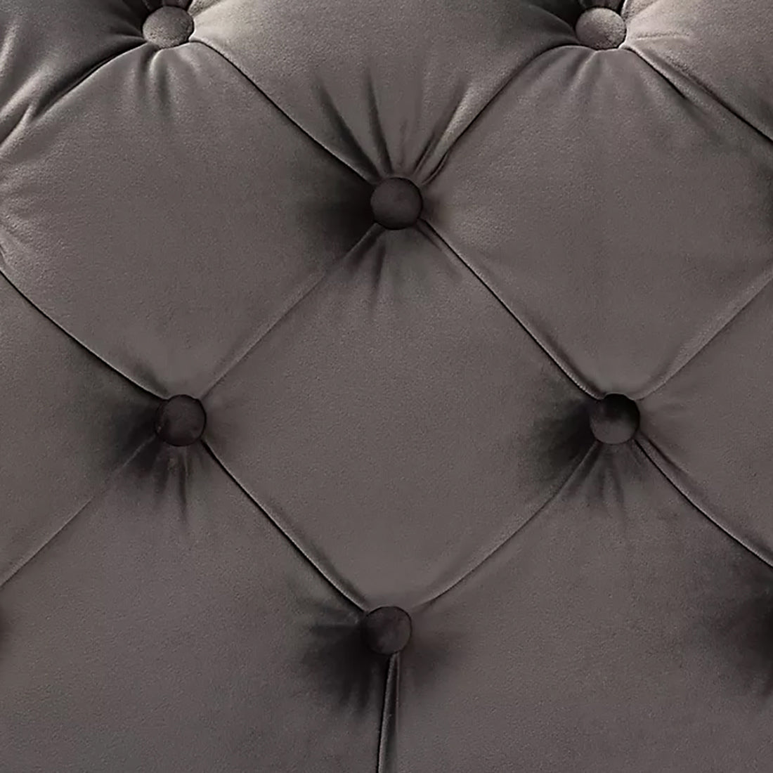 Square Velvet Ottoman/Poufee In Grey /Gold