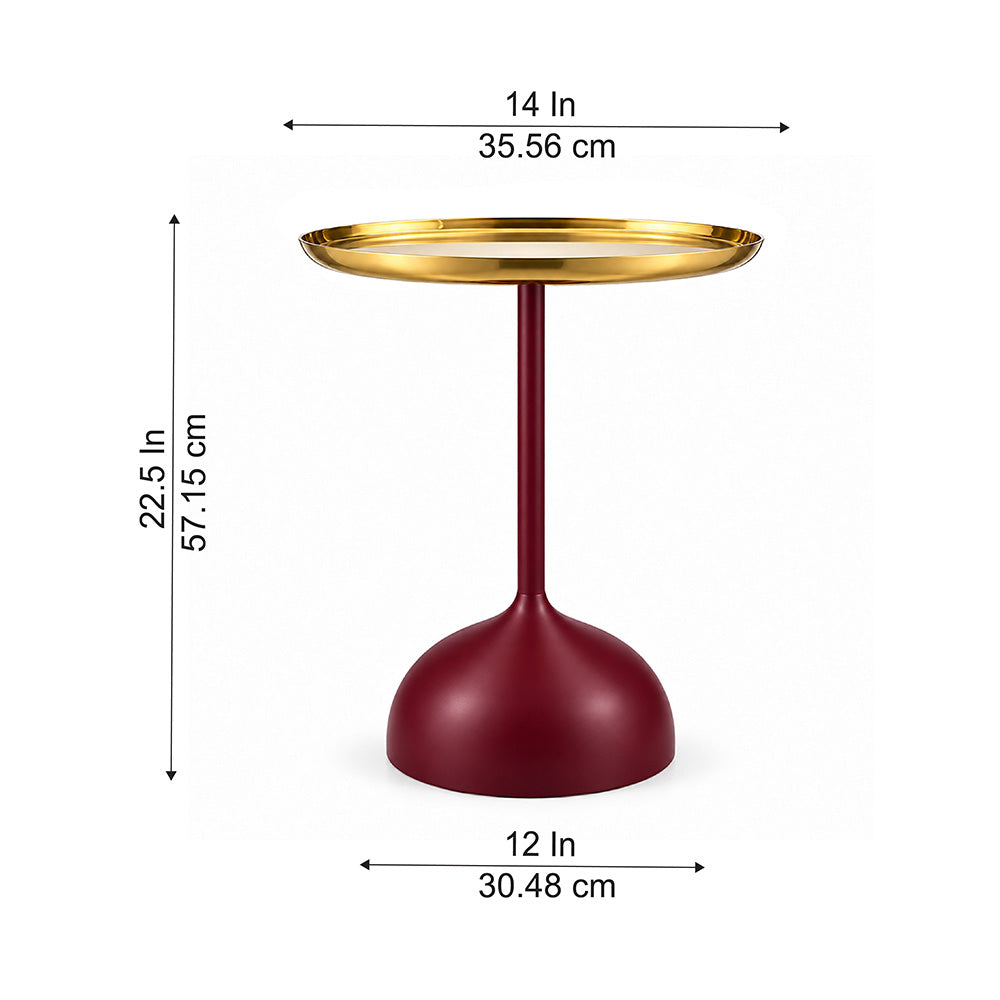 Metal Round Side Table with Flared Pedestal Base