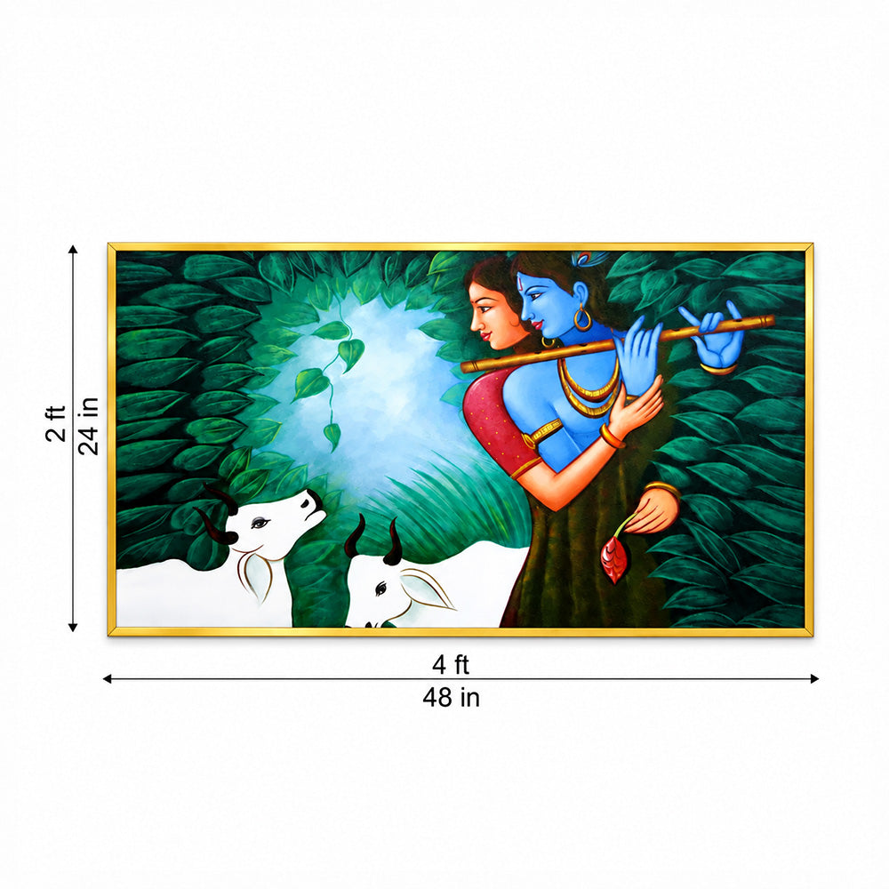 Radha Krishna in Forest Canvas Wall Painting