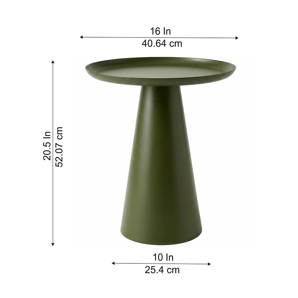 Modern Metal Tray-Top Pedestal Side Table