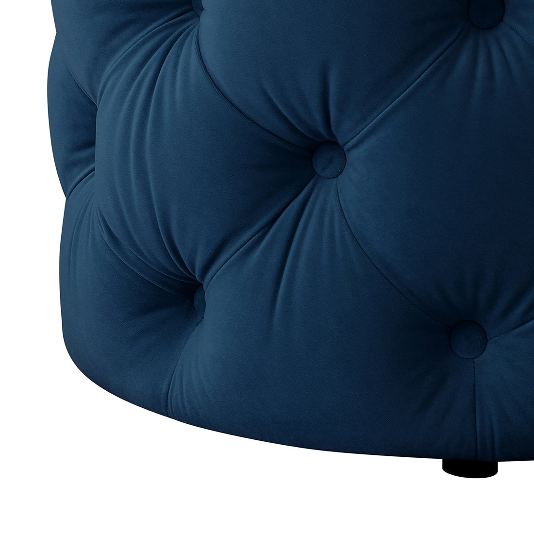 Round Tufted Velvet Ottaman/Poufee In Royal Blue