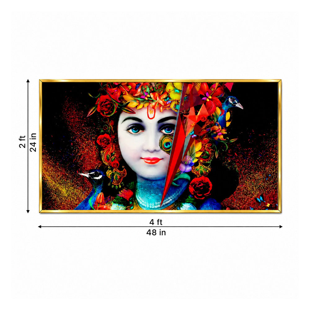 Lord Krishna with Peacock Spiritual Canvas Wall Painting