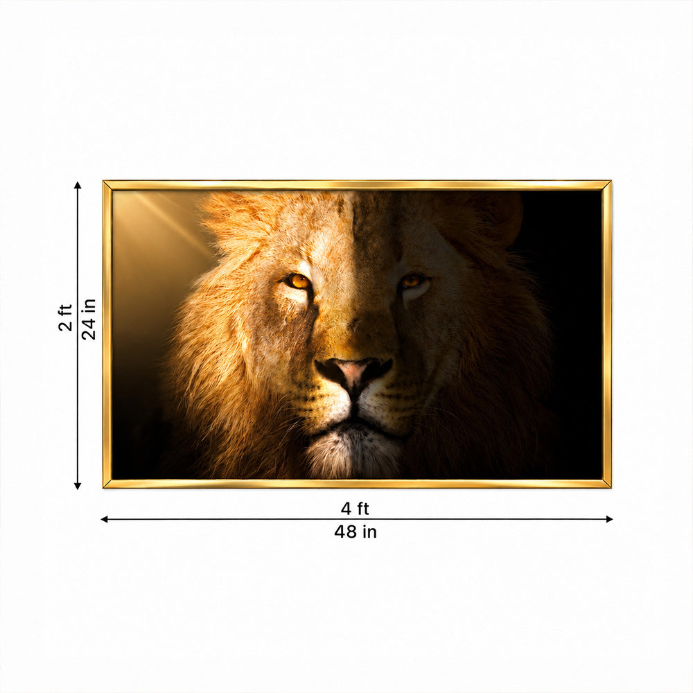 Golden Lion Face Canvas Wall Painting