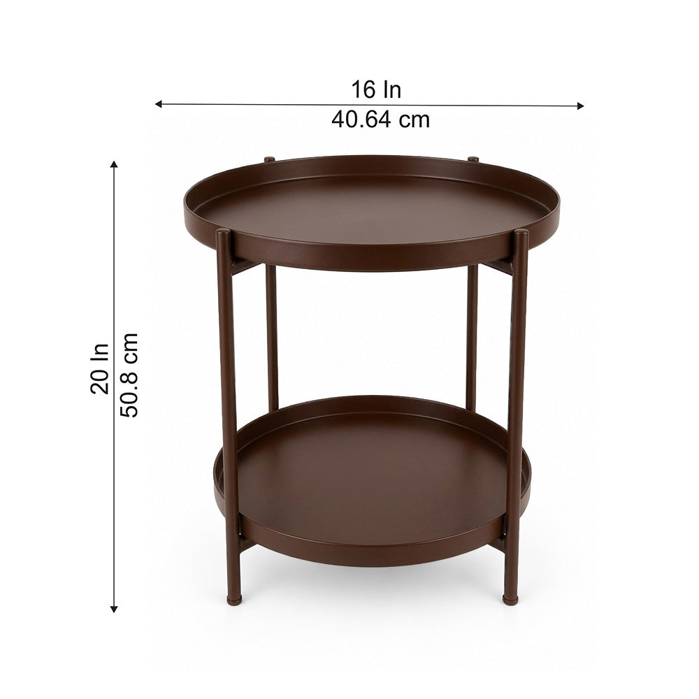 Modern Metal 2-Tier Round Side Table