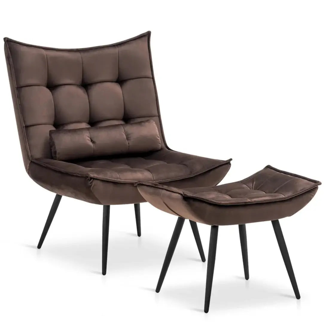Elroy Accent Chair with Ottoman – Brown