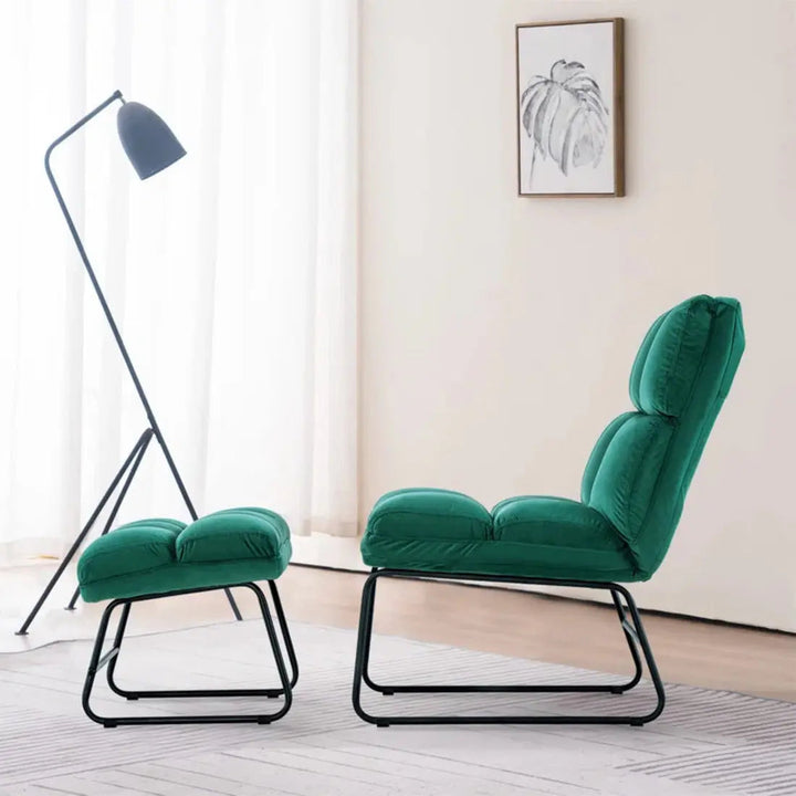 Hiltonia Chair with Ottoman – Green