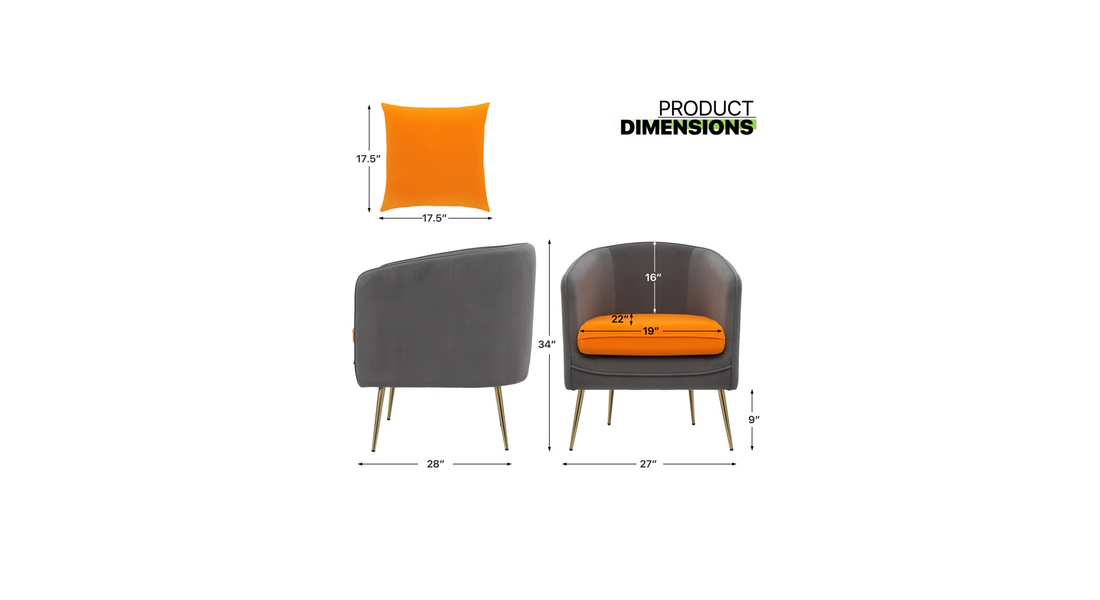 Lamb Accent Chair Grey Orange | Two Tone Accent Chair Grey Orange