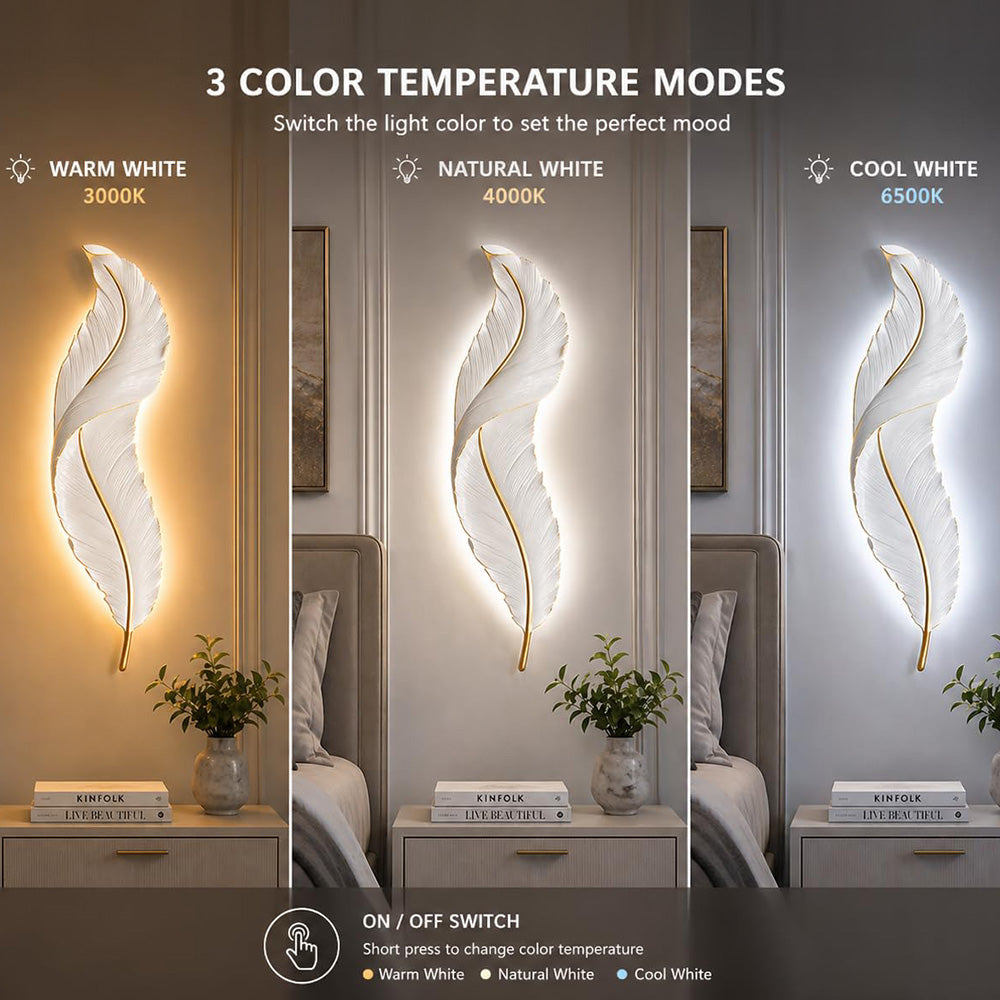 Nature Inspired Feather LED Wall Light