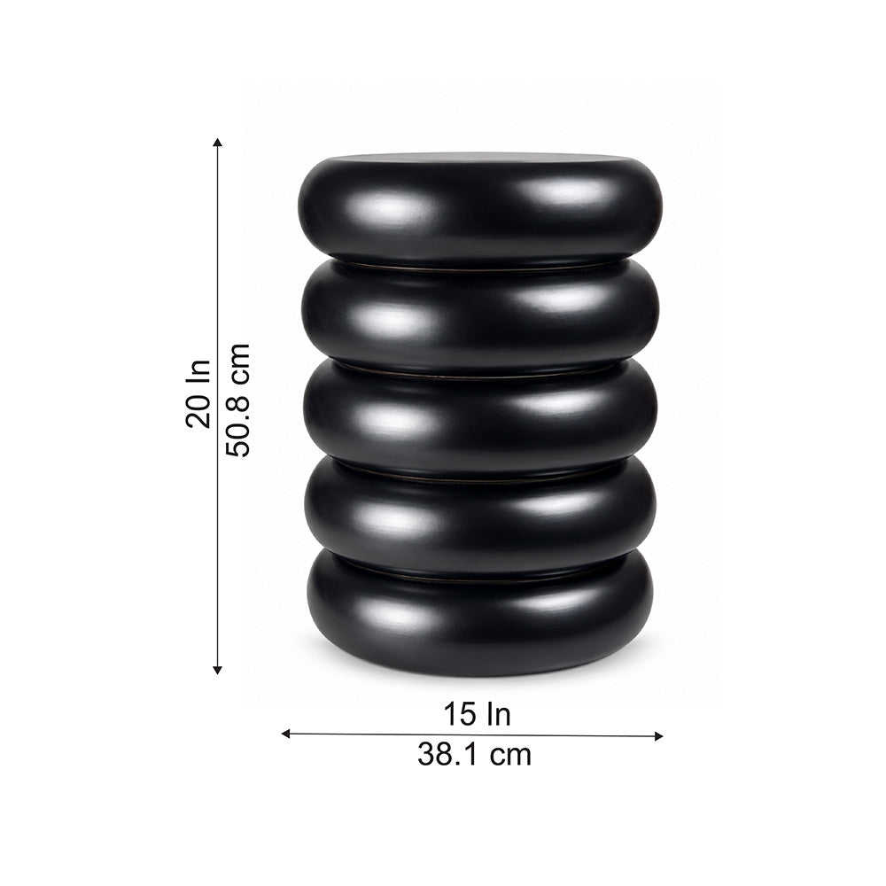 Modern Metal Sculptural Ribbed Round Side Table
