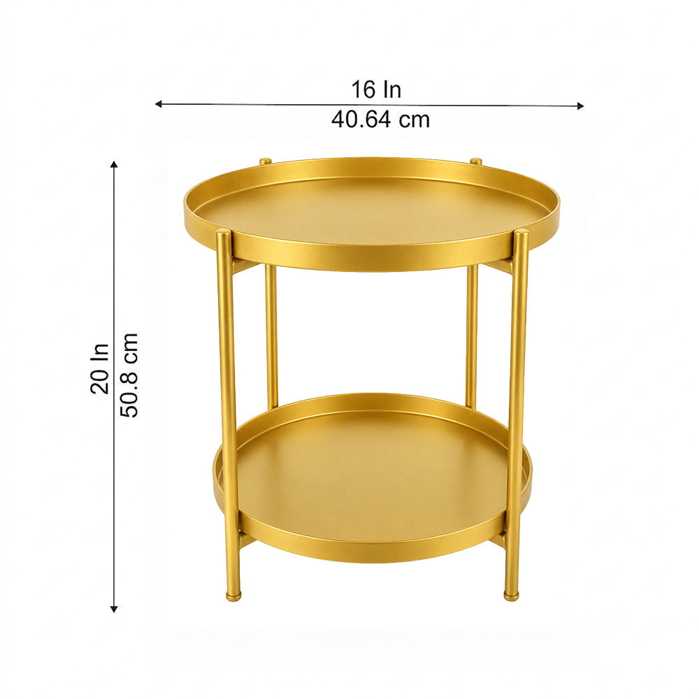 Modern Metal 2-Tier Round Side Table