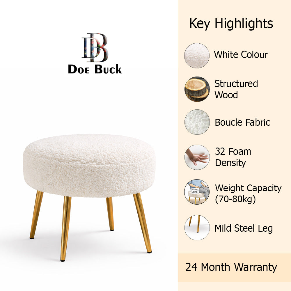 Doe Buck Luna Ottoman|White