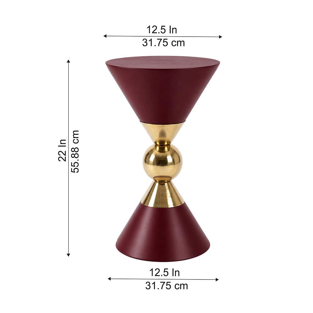 Modern Metal Hourglass Pedestal Side Table